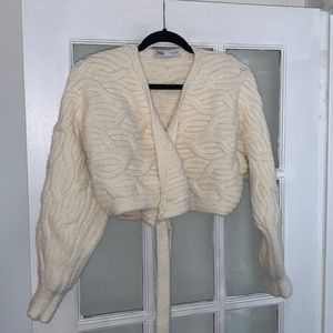 Zara NYC Ballet Limited Edition Ivory Alpaca Blend Cable Knit Cardigan SMALL